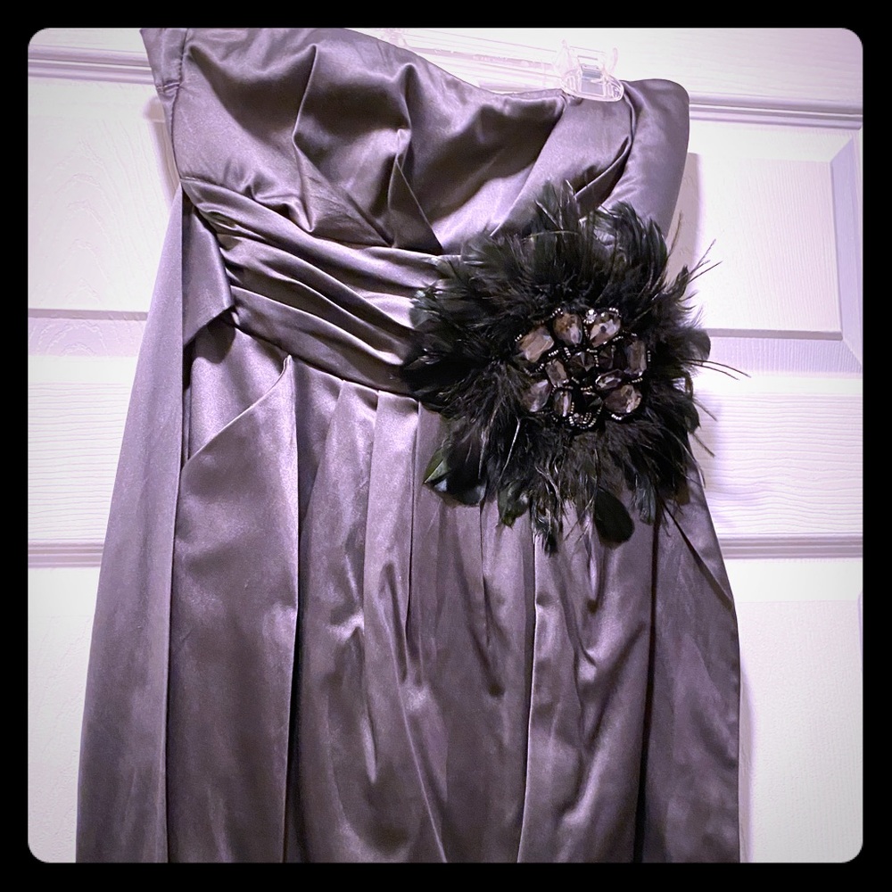 Gray strapless dress